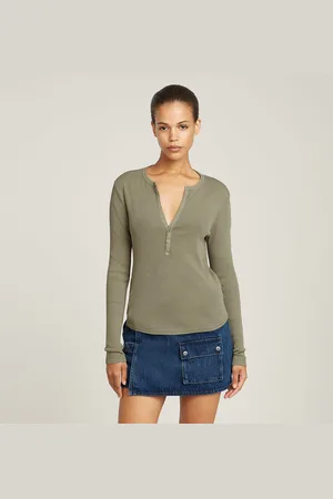 G-Star Shirt met lange mouwen Deep v slim met knoopsluiting