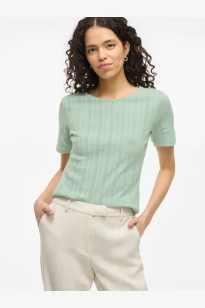 VILA Shirt met korte mouwen VIKASSIE S/S POINTELLE TOP - NOOS