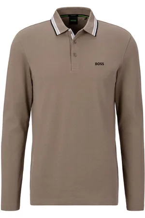 HUGO BOSS Poloshirt met lange mouwen Plisy met strepen op de kraag