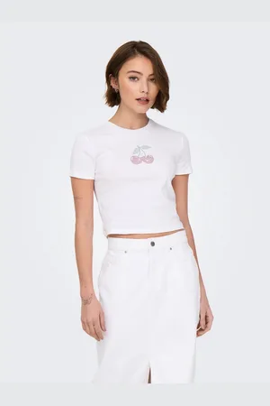 ONLY Shirt met korte mouwen ONLKIRA S/S BLING O-NECK SHORT TOP JRS