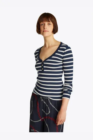 Tommy Hilfiger Shirt met lange mouwen SLIM HENLEY GB SCOOP-NK LS met ribstructuur, met metalen label