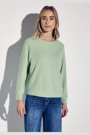 Street one Sweater met u-hals en in fijne structuur-look