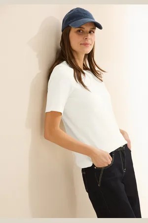 CECIL T-shirt met fijne ribstructuur