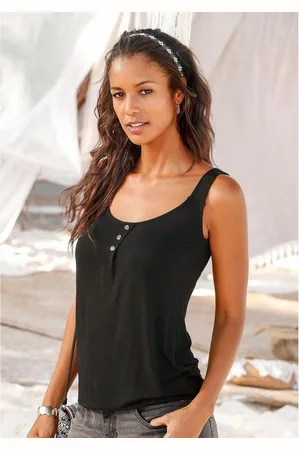 Lascana Strandtop Met gevlochten bandjes van zachte viscose-stretch (Set van 2)