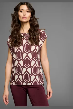 Laura Scott Gedessineerde blouse met een asymmetrische zoom