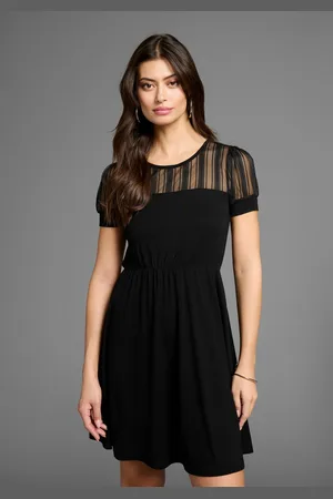 Laura Scott Mini-jurk met gestreept mesh-inzet & elastische tailleband - nieuwe collectie