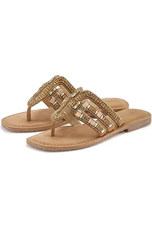 vivance collection Teenslippers Sandaal, pantoffel van leer met siersteentjes