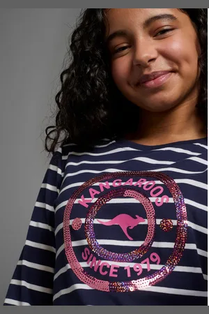 KangaROOS Shirt met lange mouwen Gestreept shirt met sequins-applicatie