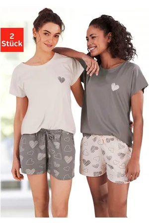 VIVANCE DREAMS Shortama met leuke hartprint (Set van 2)