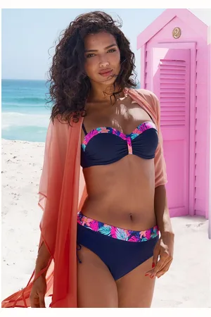 Lascana Beugelbandeau bikinitop Exotic met bedrukte rand aan de cups