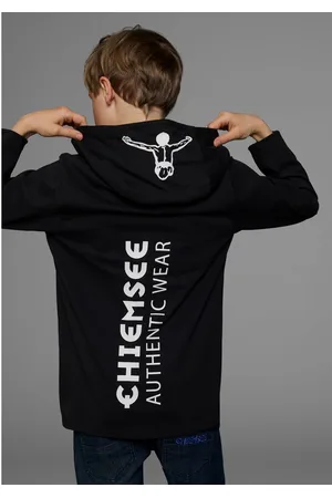 CHIEMSEE Capuchonshirt Langarmshirt met kapuchonprint Lange mouwen, basic pasvorm, bedrukt, van 100% katoen