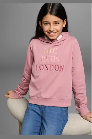 Kidsworld Hoodie NYC Paris London Lange mouwen, rechte pasvorm, bedrukt, capuchon, van katoen