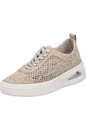 Rieker Plateausneakers , veterschoen, lage schoen in zomerse macramé-look