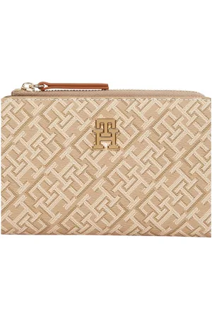 Tommy Hilfiger Portemonnee TH MONOPLAY LEATHER MED 7 WALLET , dames portemonnee met allover logoprint