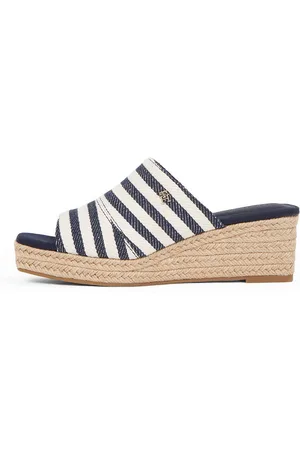 Tommy Hilfiger Slippers NAUTICAL STRIPES ESPADRILLE MULE , sleehak, zomerschoen in modieuze streep-look