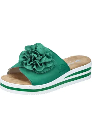Rieker Slippers , zomerschoen, poolslide, strandschoen, sleehak, met klittenbandsluiting