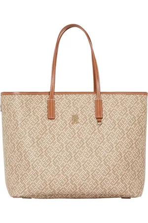 Tommy Hilfiger Draagtas TH MONOPLAY LEATHER TOTE , dames schoudertas, handtas, shopper met allover-print