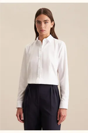 Seidensticker Overhemdblouse Zwarte roos Lange mouwen kraag uni