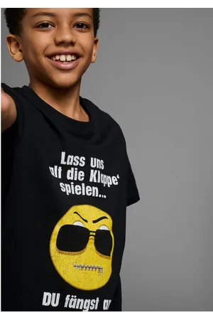 Kidsworld T-shirt Met spreuk: LASS UNS: HALT DIE KLAPPEN! SPELEN Korte mouwen, basic pasvorm, met trendy statements en slogans