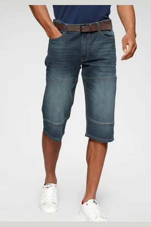 H.I.S Jeansbermuda HANTZ rechte broeksnit, used-look met slijtage-effecten (set, 2-delig, Met een afneembare riem)