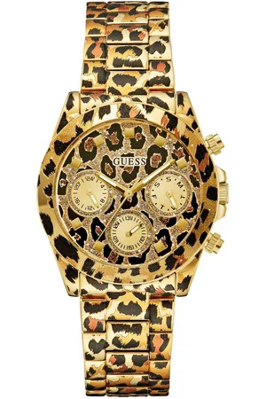 Guess Multifunctioneel horloge LEOPARDESS Quartzhorloge, horloge, damenuur, datum, 12/24-uurs weergave