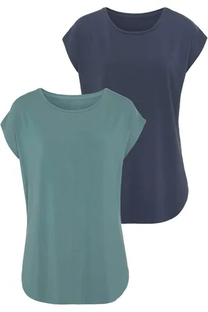 Lascana Lang shirt Met sterk afgeronde zoom van zachte viscose-stretch (2-delig, Set van 2)