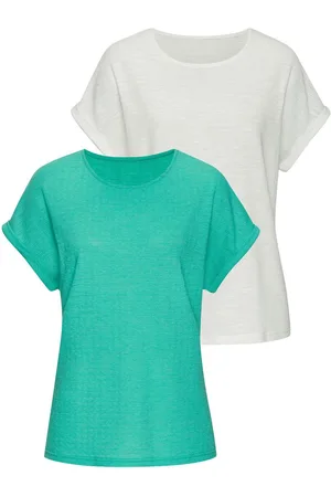 vivance collection T-shirt Van strijkvrije structuur brei van kreukvrije structuurbrei en met gerecycled polyestervezels (Set van 2)
