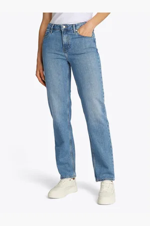 Tommy Hilfiger Straight jeans CLASSIC STRAIGHT RW ECRU met logo-badge, in enkel-lengte