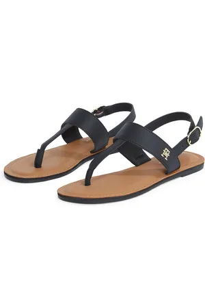 Tommy Hilfiger Sandalen LEATHER THONG SANDAL , sandaal, zomerschoen, flats met teenband