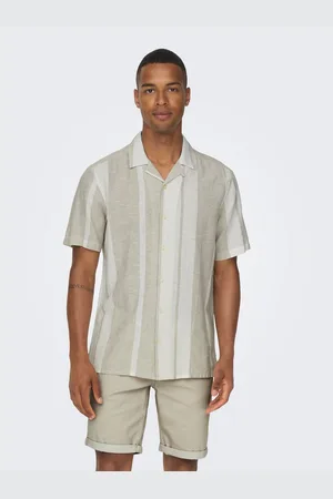Only & Sons Overhemd met korte mouwen ONSCAIDEN SS STRIPE LINEN RESORT NOOS