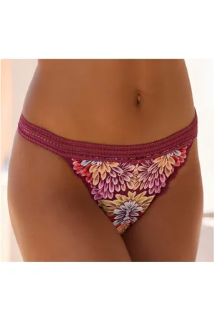 vivance collection Tanga van kleurrijke, bloemige kant met mooie sierband
