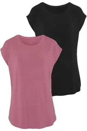 Lascana Lang shirt Met sterk afgeronde zoom van zachte viscose-stretch (2-delig, Set van 2)