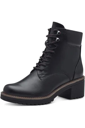 Marco Tozzi Veterlaarsjes blokhak, veterschoenen, vegan verwerking, binnenrits