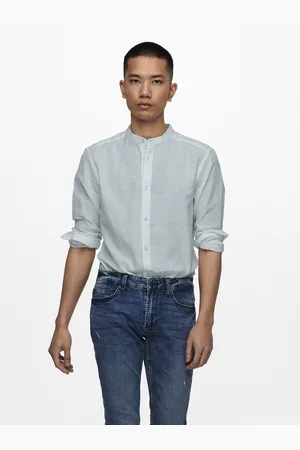 Only & Sons Overhemd met lange mouwen ONSCAIDEN LS SOLID LINEN MAO SHIRT NOOS