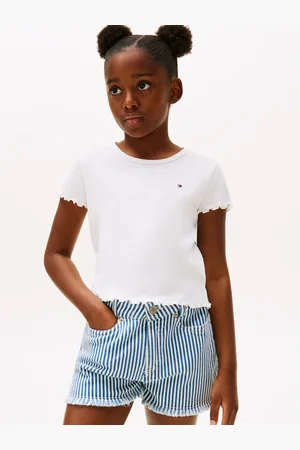 Tommy Hilfiger T-shirt ESSENTIAL RIB TOP SS met babylock-randen, met logo-borduursel
