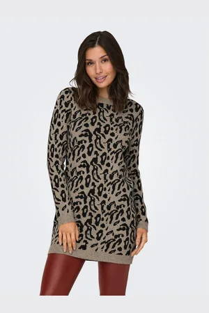 ONLY Gebreide jurk ONLJENNI LS ANIMAL DRESS EX KNT