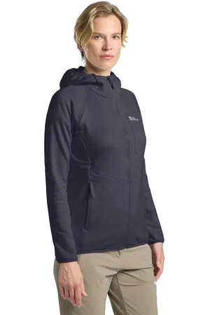 Jack Wolfskin Fleecejack met capuchon KOLBENBERG HOODED FZ W Gaasfleece, overgangsjas, ademend