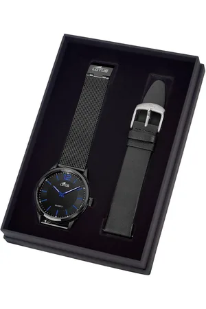 Lotus Kwartshorloge Polshorloge, herenhorloge, cadeau-idee, roestvrijstalen band (set, 2-delig, Met wisselband)