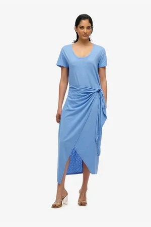 Superdry Jerseyjurk SLUB MIDI WRAP DRESS