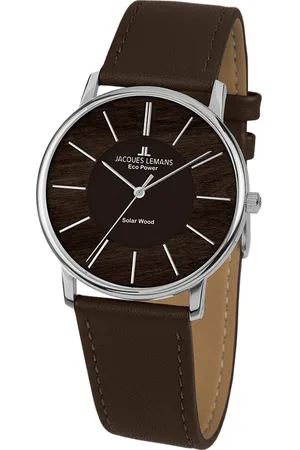 Jacques Lemans Solarhorloge Eco Power - Solar Wood, 1-2106A Horloge, houten wijzerplaat, gehard Crystexglas