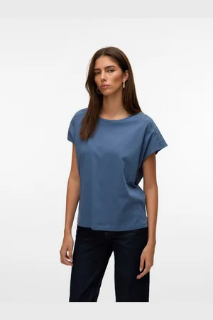 VERO MODA Shirt met korte mouwen VMEMMY SS LACE TAPE TOP JRS GA NOOS