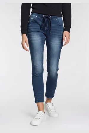 KangaROOS Jogpants 7/8 JOGG-DENIM wijde broekspijp, met used-wassing, hoge taille, 7/8-lengte