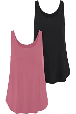 Lascana Lange top Met afgeronde zoom van zachte viscose-stretch (2-delig, Set van 2)