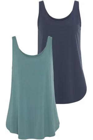 Lascana Lange top Met afgeronde zoom van zachte viscose-stretch (2-delig, Set van 2)