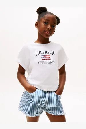 Tommy Hilfiger Shirt met korte mouwen HILFIGER SEQUINS FLAG TEE SS met pailletten, met logo-print
