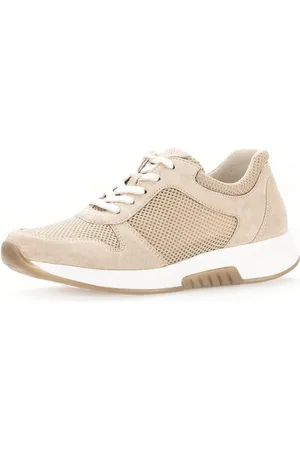 Gabor Sneakers met sleehak , vrijetijdsschoen, lage schoen, veterschoen in zomerse materiaalmix