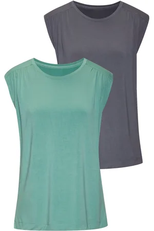 Lascana Shirttop Met schouderrimpeling van zachte viscose-stretch