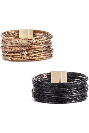 Lascana Wikkelarmbandenset Wikkelarmband in layer-look met parels, magnetische armband, armbanden set (2-delig)