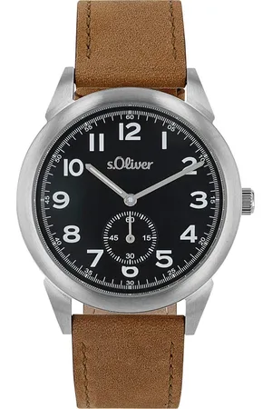 QS by s.Oliver Kwartshorloge Horloge, herenhorloge, leren band, analoog