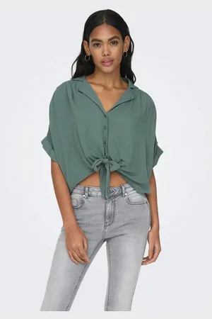 ONLY Blouse met korte mouwen ONLPAULA LIFE S/S TIE SHIRT WVN NOOS